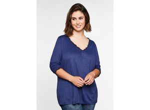 4063135898115 - Große Größen Langarmshirt mit Alloverdruck und Glanzgarn-Rüschen nachtlila Gr48 50