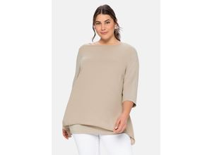 4063135903956 - Große Größen Blusenshirt in leichter A-Linie mit Zipfelsaum beigefarben Gr48 50