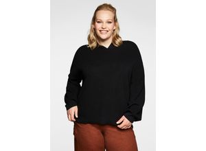 4063135912019 - Große Größen Pullover mit Kapuze in Perlfang-Struktur schwarz Gr52 54