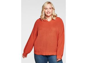 4063135912071 - Große Größen Pullover mit Kapuze in Perlfang-Struktur kupferfarben Gr52 54