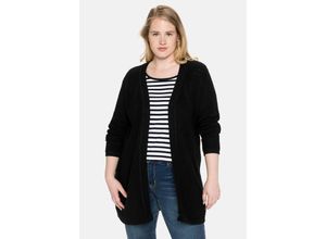 4063135918905 - Große Größen Cardigan aus Grobstrick in offener Form schwarz Gr52 54