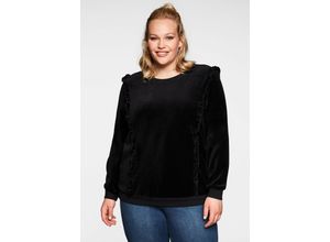 4063135921431 - Große Größen Sweatshirt mit Rüschen in Nickiqualität schwarz Gr52 54