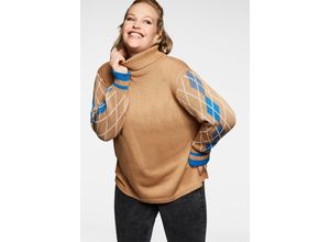 4063135924357 - Große Größen Pullover mit Rollkragen und Rautenmuster cappuccino Gr40 42