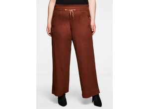 4063135925415 - Große Größen Weite Joggpants mit Cargotaschen aus Samt kupferfarben Gr40