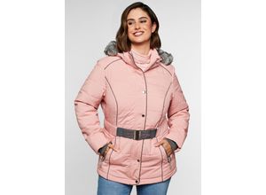 4063135931294 - Große Größen Steppjacke mit Gürtel Kapuze und Reißverschluss pastellrosé Gr40