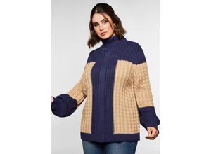 4063135944980 - Große Größen Pullover mit Rollkragen im Strukturmix nachtlila Gr44 46