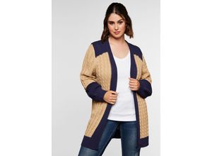 4063135945031 - Große Größen Strickjacke im Strukturmix in offener Form nachtlila Gr44 46