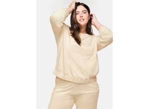 4063136010097 - Große Größen Oversized-Sweatshirt mit Gummibund am Saum beigefarben Gr40 42