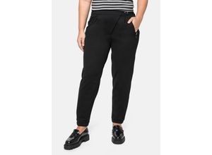 4063136015290 - Große Größen Joggpants mit Gummibund und Druckknöpfen schwarz Gr50