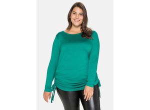 4063136016983 - Große Größen Longshirt mit Raffungen am Saum aus Jersey jadegrün Gr48 50