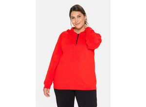 4063136020492 - Große Größen Sweatshirt mit Kapuze und Reißverschluss feuerrot Gr40 42