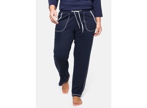 4063136021376 - Große Größen Relaxhose mit Kontrastnähten in gerader Form marine Gr44