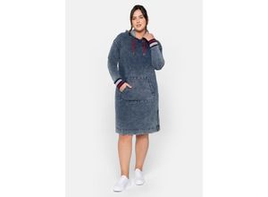 4063136067084 - Große Größen Sweatkleid mit Kängurutasche in Denim-Optik indigo Gr56