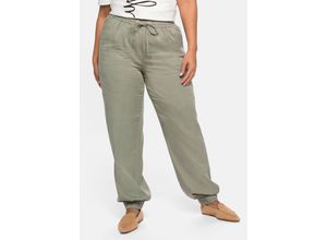 4063136067503 - Große Größen Joggpants mit goldfarbenen Details hellkhaki Gr44