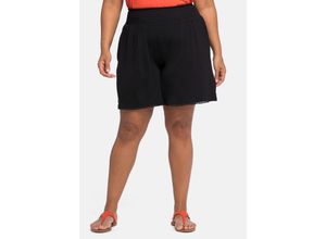 4063136076307 - Große Größen Strandshorts mit Smokbund und Häkelspitze schwarz Gr40