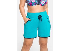 4063136076406 - Große Größen Strandshorts mit Kontrastdetails und Smokbund türkis Gr40