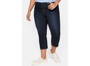 4063136078738 - Große Größen Caprijeans mit Kontrastnähten und Catfaces blue black Denim Gr42