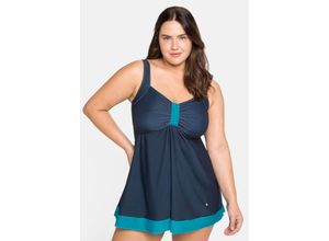 4063136082803 - Große Größen Tankini-Oberteil mit Kontrastdetails in Longform nachtblau Gr40D