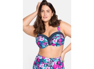4063136084210 - Große Größen Bikini-Oberteil mit wattierten Cups und Bügel blau-pink Gr50E