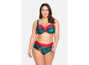 4063136087358 - Große Größen Bikini-Oberteil mit wattierten Cups und Bügeln schwarz bedruckt Gr46C