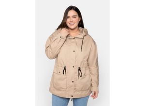4063136093106 - Große Größen Leichte Kapuzen-Outdoorjacke wasserabweisend camelfarben Gr44