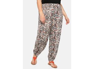 4063136099429 - Große Größen Strandhose mit seitlichen Smok-Einsätzen rostrot gemustert Gr52