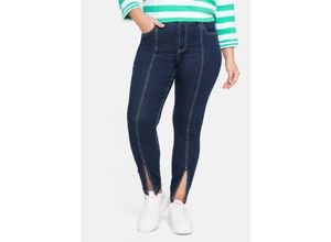 4063136100613 - Große Größen Schmale Ankle-Jeans mit Teilungsnaht vorn blue black Denim Gr52