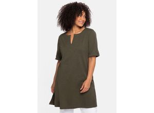 4063136139736 - Große Größen Longshirt mit geschlitztem Ausschnitt dunkeloliv Gr56 58 4063136139736 - Große Größen Longshirt mit geschlitztem Ausschnitt dunkeloliv Gr56 58