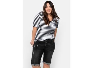 4063136143948 - Große Größen Jeansbermudas im Used-Look black used Denim Gr40