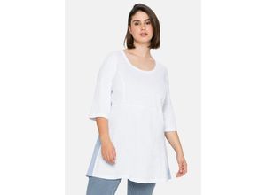 4063136202676 - Große Größen Longshirt mit 3 4-Ärmeln und Kontrasteinsätzen weiß Gr40 42