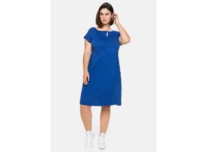 4063136207398 - Große Größen Jerseykleid mit weitem Ausschnitt und Taschen royalblau Gr42