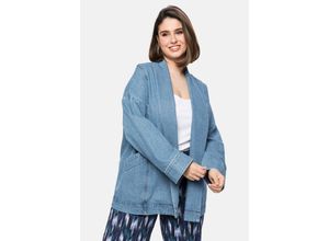 4063136211593 - Große Größen Jeansjacke mit Schalkragen in Kimono-Form blue Denim Gr48