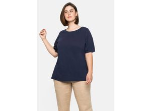 4063136216543 - Große Größen Shirt aus Leinen-Viskose-Mix mit Puffärmeln marine Gr48 50