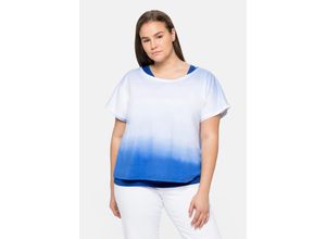 4063136216727 - Große Größen T-Shirt und Top im Lagenlook in gebatikter Optik royalblau Gr40