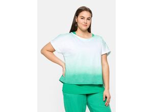 4063136216826 - Große Größen T-Shirt und Top im Lagenlook in gebatikter Optik blattgrün Gr40