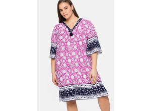 4063136217625 - Große Größen Lounge-Kleid mit Blumenprint und Bordürendruck pink bedruckt Gr50