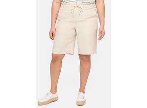 4063136219568 - Große Größen Bermudas im Leinenmix mit Paperbag-Bund natur Gr48