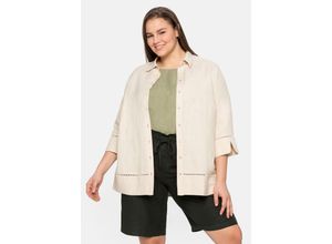 4063136219902 - Große Größen Bluse im Leinen-Mix mit Lochmusterdetails natur Gr56