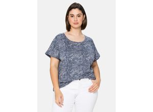 4063136220366 - Große Größen Shirt mit Ausbrennermuster leicht transparent marine Gr56 58