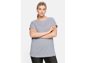 4063136229840 - Große Größen Oversized-Shirt mit garngefärbten Ringeln rauchgrau Gr44 46