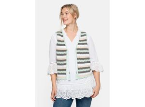 4063136234752 - Große Größen Strickweste mit Ajour- und Streifenmuster mehrfarbig Gr48 50