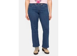 4063136235230 - Große Größen Bootcut Trachtenjeans mit abknöpfbarem Latz blue Denim Gr40