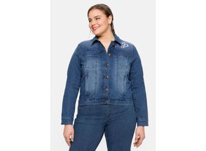4063136235360 - Große Größen Kurze Jeansjacke mit Trachten-Stickereien blue Denim Gr46