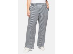 4063136237098 - Große Größen Weite Hose mit Alloverdruck und Schlupfbund marine gestreift Gr52