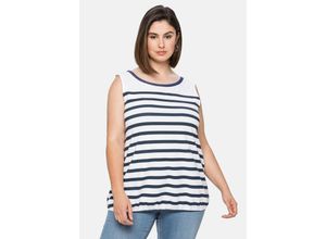 4063136239559 - Große Größen Tanktop mit Ringeln und Rückenausschnitt nachtblau gestreift Gr52