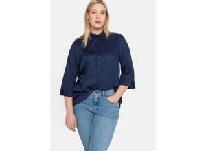 4063136239597 - Große Größen Bluse mit 3 4-Arm und verlängerter Rückenpartie marine Gr40