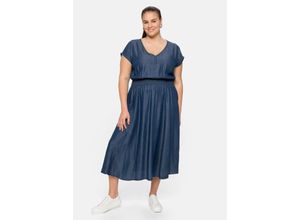 4063136244010 - Große Größen Kleid in Jeansoptik in leicht glänzender Qualität blue Denim Gr44