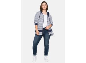 4063136245123 - Große Größen Geringelte Sweatjacke mit Kapuze marine gestreift Gr44 46 4063136245123 - Große Größen Geringelte Sweatjacke mit Kapuze marine gestreift Gr44 46