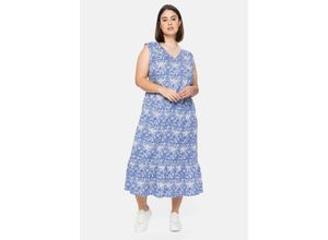 4063136252428 - Große Größen Trägerkleid mit V-Ausschnitt und Alloverprint weiß bedruckt Gr48 4063136252428 - Große Größen Trägerkleid mit V-Ausschnitt und Alloverprint weiß bedruckt Gr48