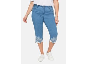 4063136252787 - Große Größen 3 4-Jeans mit Stickerei und Spitze am Saum light blue Denim Gr42